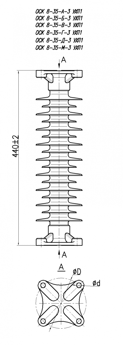 ОСК 8-35-3 вид общий изолятора ОСК 8-35-3 УХЛ1